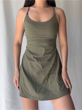 Halara SoftlyZero™ Plush Backless Active Dress-Easy Peezy Edition in Olive